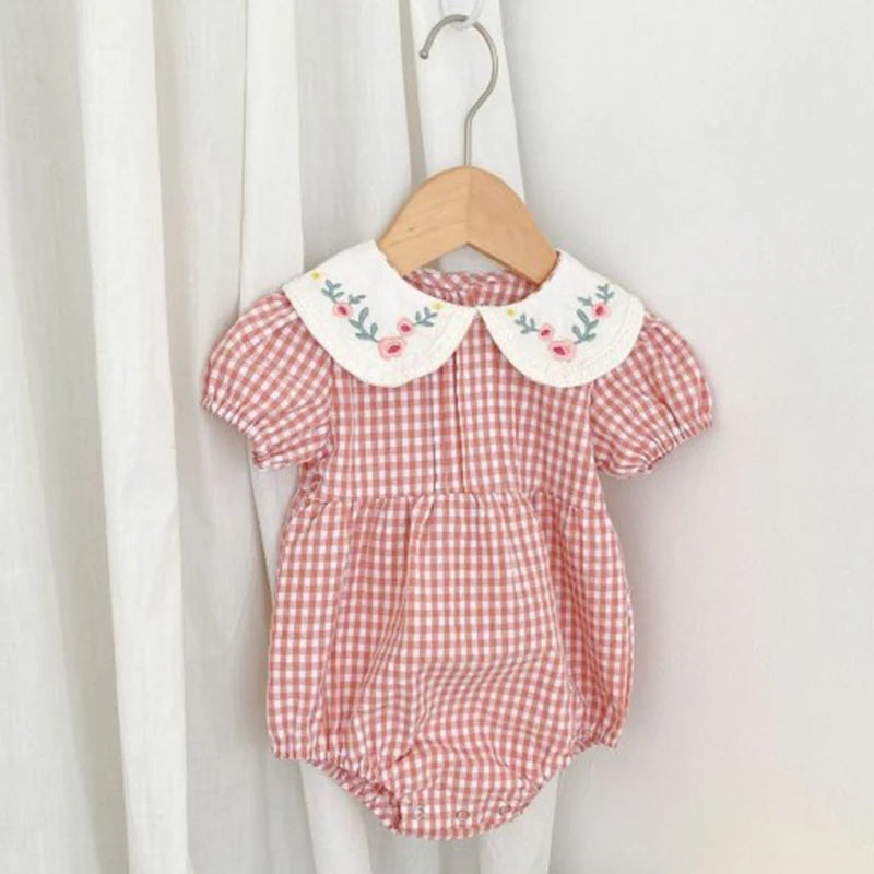 Princess Pink Grid Romper