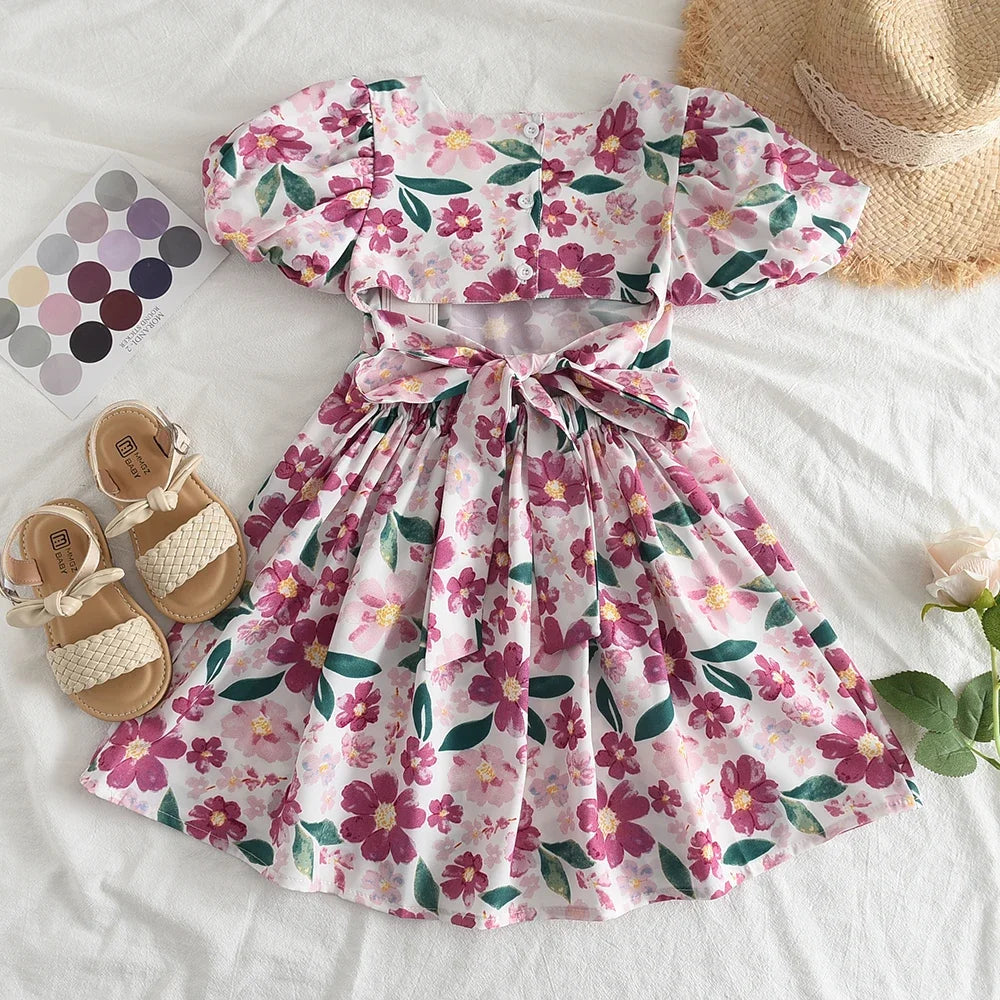 Rose Pink Plaid Bow Dress