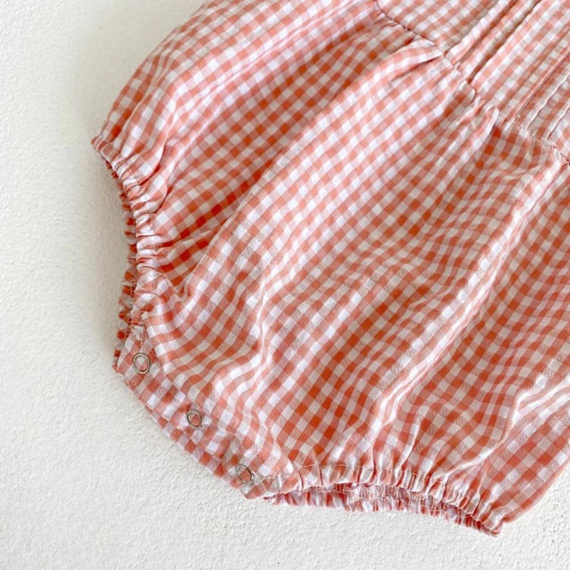 Princess Pink Grid Romper