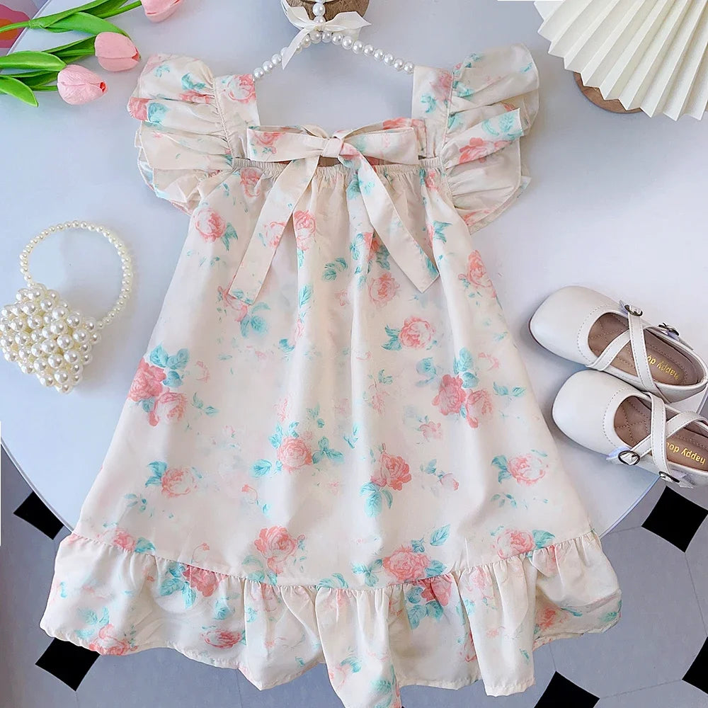 Rose Pink Plaid Bow Dress